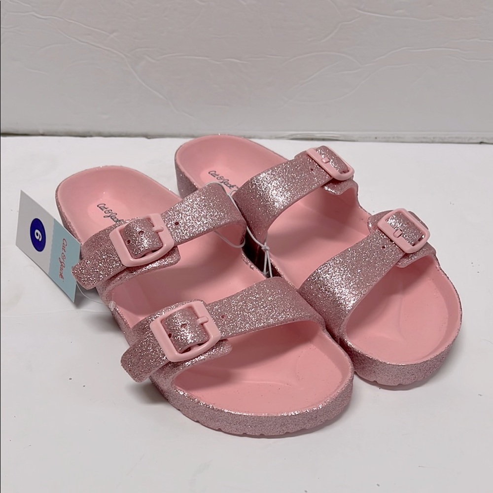 Cat & Jack Pink Glitter Youth Girl’s Sandals Size 6